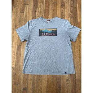 LL Bean Graphic Tee Logo Grey Men's Medium Slightly Fitted Size XL-Reg